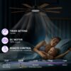 60 Inch Ceiling Fan with Lights and Remote Control, 8 Plywood Blades, 6-Speed Noiseless Reversible DC Motor, 3CCT, Windmill Ceiling fan for Kitchen Bedroom Living Room, Black - Image 3