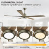 60" Modern Wood Ceiling Fan with Light and Remote Control,6-Speed Noiseless Reversible DC Motor, Ceiling Fan for Kitchen Dinning Living Room - Image 8
