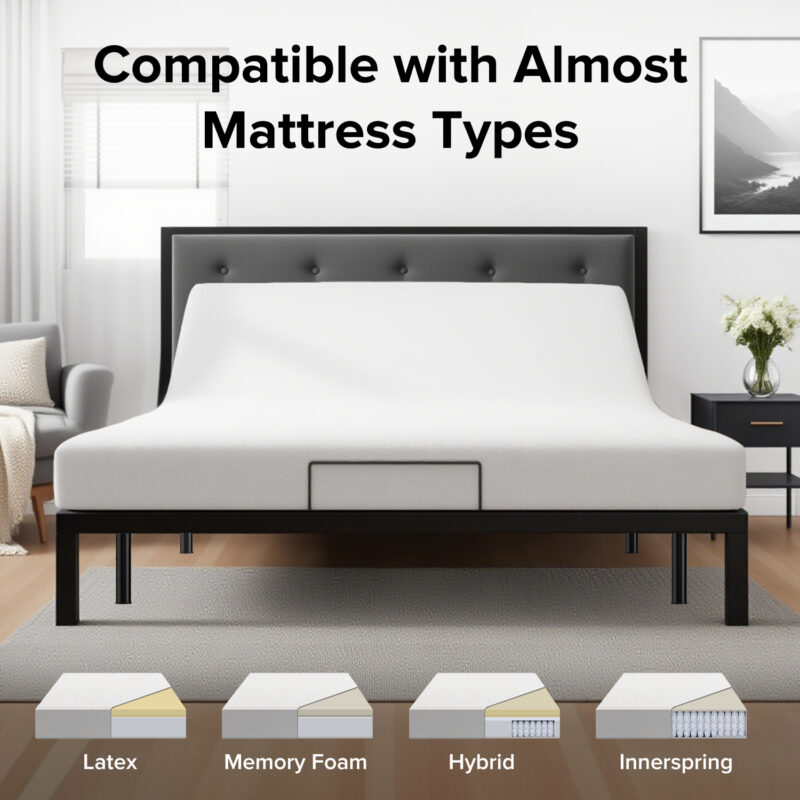 Queen Adjustable Bed Frame with Massage and USB Ports - Image 9