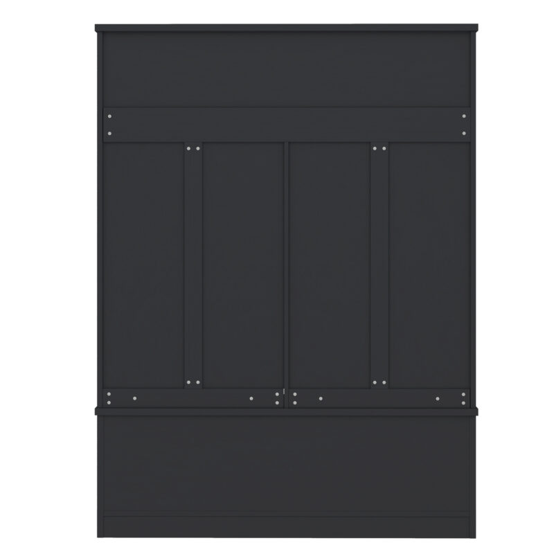 Modern Hallway Hall Tree with Metal Hooks and Storage Space, Multi-Functional Entryway Coat Rack with Shoe Cubbies, Black - Image 9