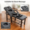Professional Black Beauty Bed with Removable Headrest & Breast Cushions, Armrests and Storage Shelf for Massage, Facial, Tattoo & Spa - Image 12