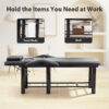 Professional Black Beauty Bed with Removable Headrest & Breast Cushions, Armrests and Storage Shelf for Massage, Facial, Tattoo & Spa - Image 11