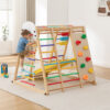 9-in-1 Foldable Kids Climbing Frame & Slide, Wooden Toddler Playground with Swing, Monkey Bars, Climbing Rock, Abacus Game – Indoor Outdoor Playset for Ages 3+, Natural Wood, 176LBS Capacity - Image 18