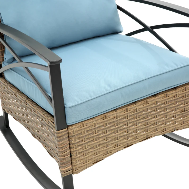 3pcs rocking rattan set wholesale leisure chair outdoor rattan rocking chair set grey - Image 15