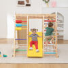 9-in-1 Foldable Kids Climbing Frame & Slide, Wooden Toddler Playground with Swing, Monkey Bars, Climbing Rock, Abacus Game – Indoor Outdoor Playset for Ages 3+, Natural Wood, 176LBS Capacity - Image 17