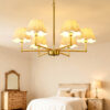 6-Light Rope + Fabric shade Chandelier,Gold Chandelier,Chandelier Romantic Golden,Adjustable Pendant Lights Living Room Dining Room Decoration Lamp Custom Hotel Project Lighting - Gold- - Image 6