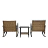 3pcs rocking rattan set wholesale leisure chair outdoor rattan rocking chair set grey - Image 8
