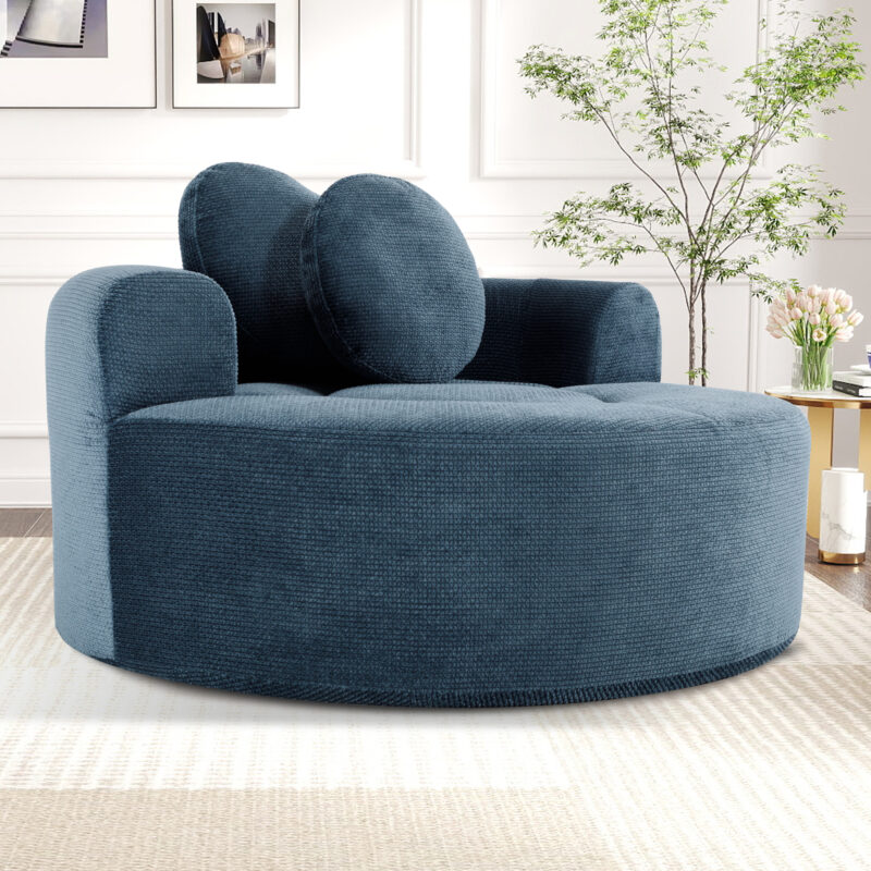 Round Sofa Bed with Memory Foam Sectional Couches for Living Room, Cloud Couch with three pillows - Image 3