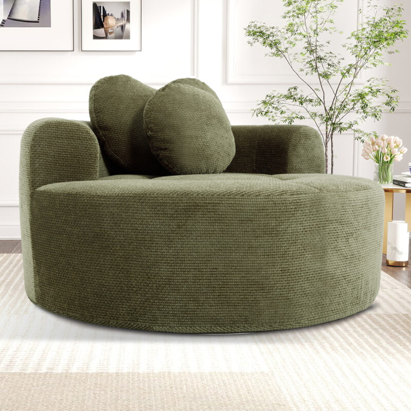 Round Sofa Bed with Memory Foam Sectional Couches for Living Room, Cloud Couch with three pillows - Image 11
