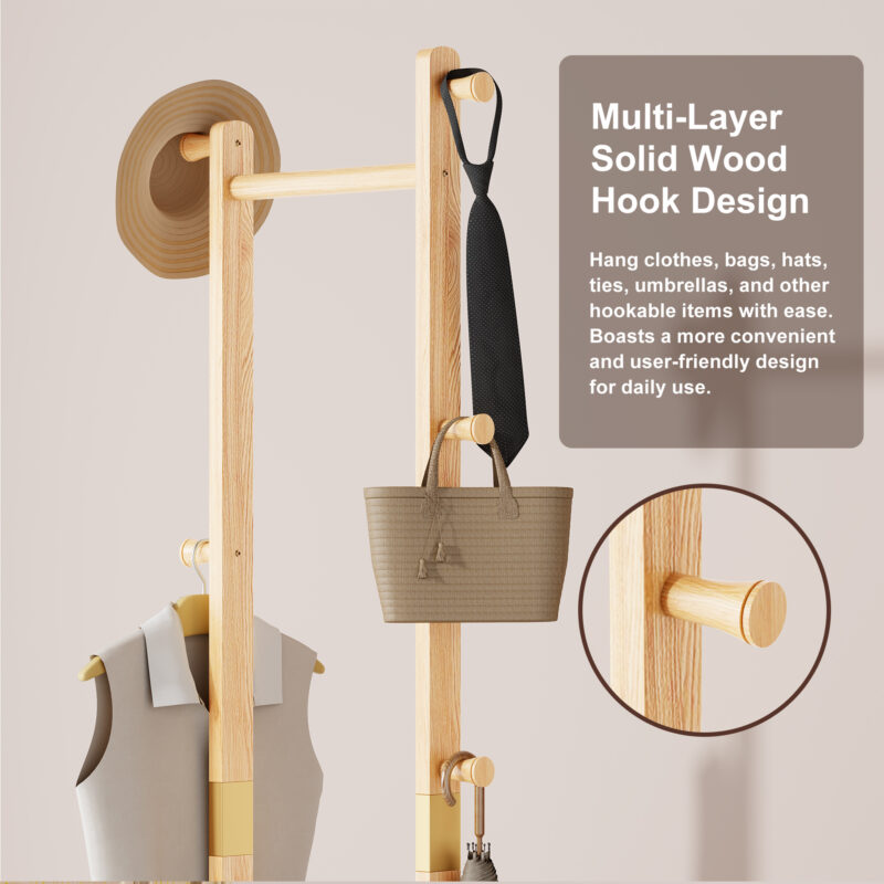 Coat Racks solid wood hanger 23.6* 11*70.8in Solid environmental protection easy to assemble beautiful can be placed in the bedroom/entrance/living room - Image 6