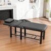 Professional Black Beauty Bed with Removable Headrest & Breast Cushions, Armrests and Storage Shelf for Massage, Facial, Tattoo & Spa - Image 18