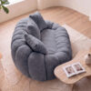 Floral-shaped sofa, ultra-soft faux fur sofa, large living room two-seater sofa, Gray, two-person style - Image 2