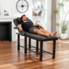 Professional Black Beauty Bed with Removable Headrest & Breast Cushions, Armrests and Storage Shelf for Massage, Facial, Tattoo & Spa - Image 17