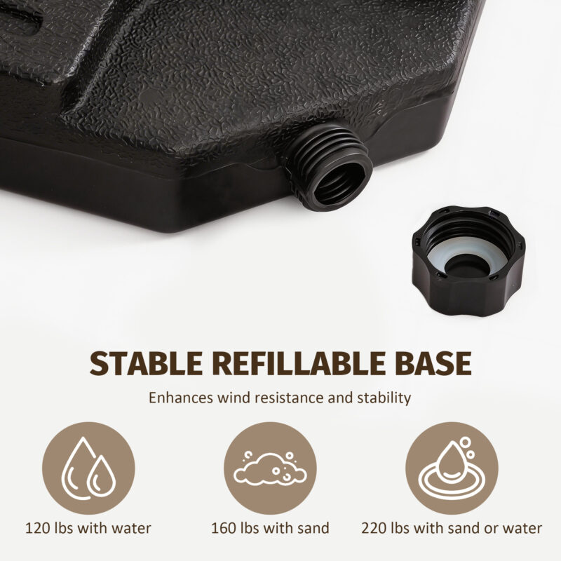 Heavy-Duty Fan-Style Cantilever Umbrella Base, 4-Panel Refillable with Water/Sand (220 lbs), Weatherproof HDPE with Metal Lock Hooks, Stackable & Portable, Black – for Backyard, Lawn, Pool - Image 5