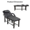 Professional Black Beauty Bed with Removable Headrest & Breast Cushions, Armrests and Storage Shelf for Massage, Facial, Tattoo & Spa - Image 15