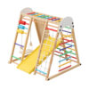 9-in-1 Foldable Kids Climbing Frame & Slide, Wooden Toddler Playground with Swing, Monkey Bars, Climbing Rock, Abacus Game – Indoor Outdoor Playset for Ages 3+, Natural Wood, 176LBS Capacity - Image 12