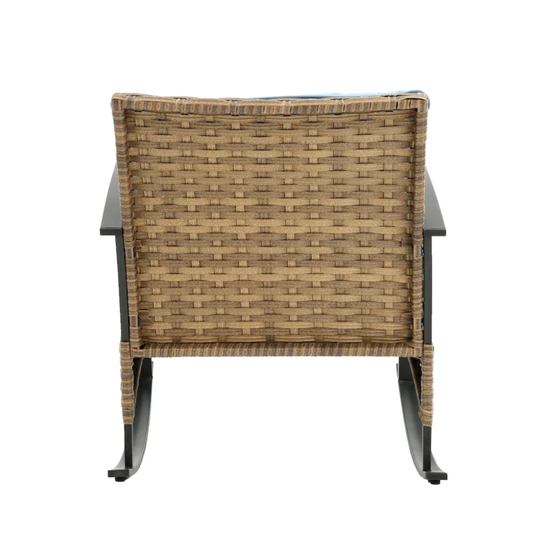 3pcs rocking rattan set wholesale leisure chair outdoor rattan rocking chair set grey - Image 2