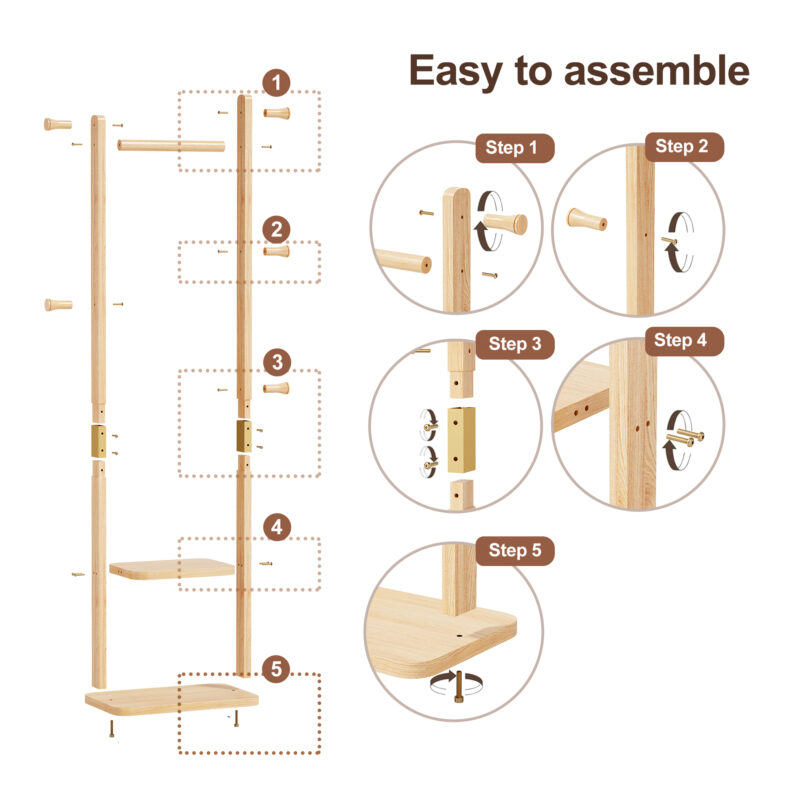Coat Racks solid wood hanger 23.6* 11*70.8in Solid environmental protection easy to assemble beautiful can be placed in the bedroom/entrance/living room - Image 8