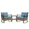 3pcs rocking rattan set wholesale leisure chair outdoor rattan rocking chair set grey - Image 4
