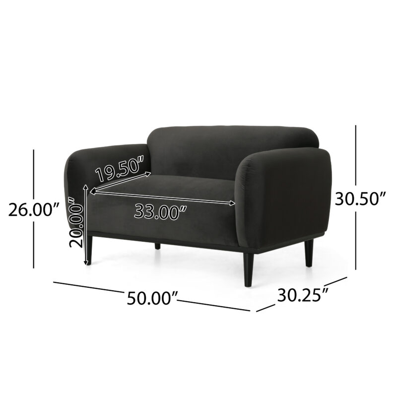 Loveseat Sofa - 50"Dark Gray Upholstered 2-Seater with Black Legs, Comfortable & Stylish for Living Room, Office, or Reading Nook - Image 7