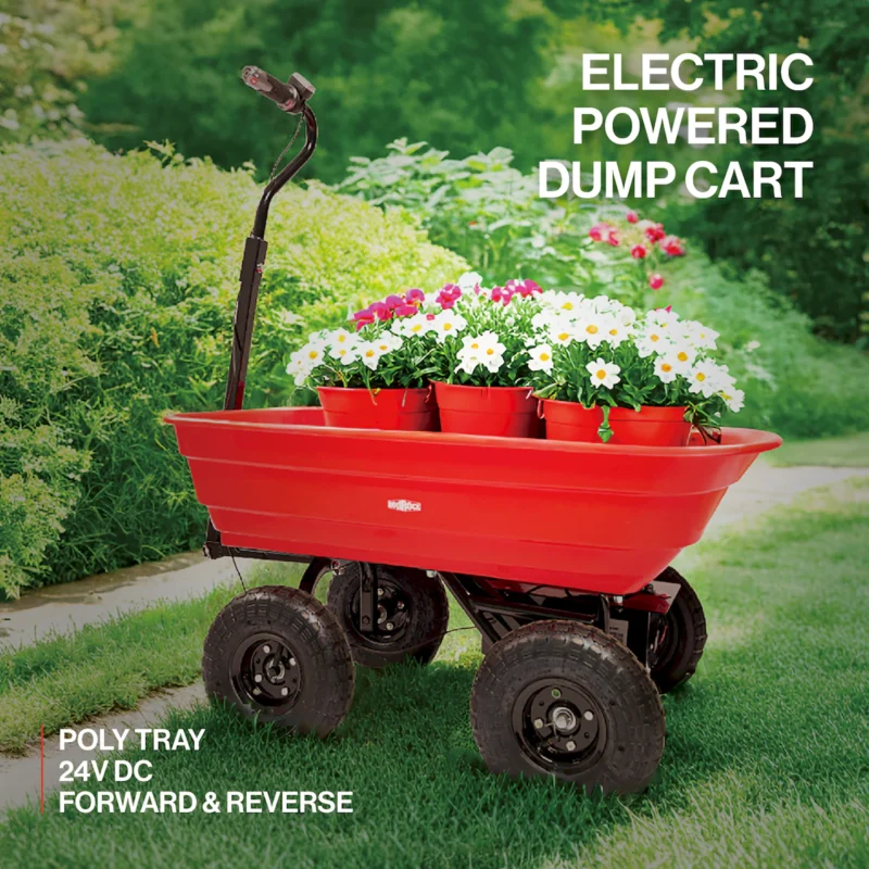 Four-wheeled electric cart 24V 180W lead-acid battery 264 lbs (120 kg) electric one-wheeled wheelbarrow 75L electric garden cart plastic pot capacity 2.6 cu.ft. wheelbarrow electric wheelbarrow - Image 2