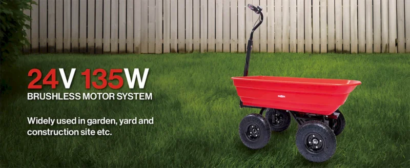 Four-wheeled electric cart 24V 180W lead-acid battery 264 lbs (120 kg) electric one-wheeled wheelbarrow 75L electric garden cart plastic pot capacity 2.6 cu.ft. wheelbarrow electric wheelbarrow - Image 7
