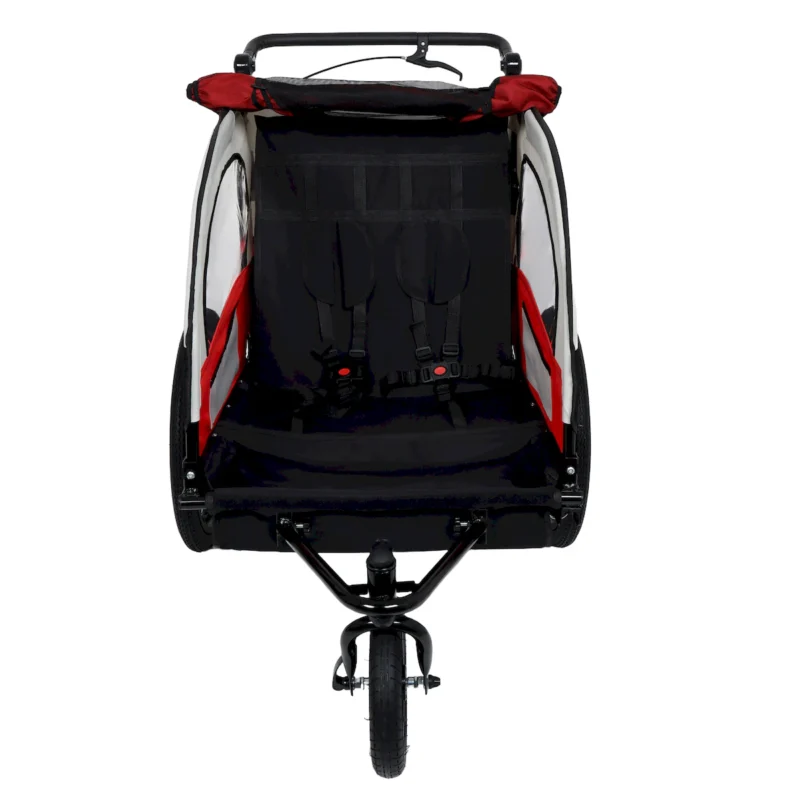 2-in-1 Double 2 Seat with 5-point safety harnesses Bicycle Bike Trailer Jogger Stroller for Kids Children Foldable Collapsible w/Pivot Front Wheel, Storage Bag - Image 16