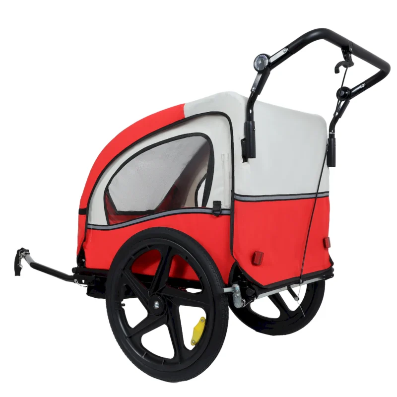 2-in-1 Double 2 Seat with 5-point safety harnesses Bicycle Bike Trailer Jogger Stroller for Kids Children Foldable Collapsible w/Pivot Front Wheel, Storage Bag - Image 18