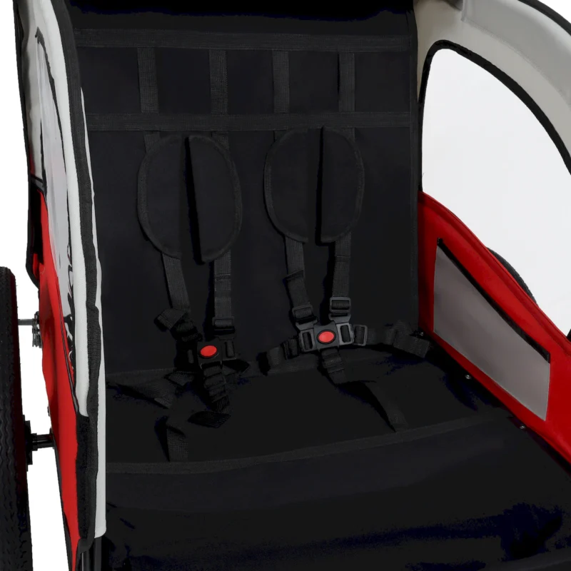 2-in-1 Double 2 Seat with 5-point safety harnesses Bicycle Bike Trailer Jogger Stroller for Kids Children Foldable Collapsible w/Pivot Front Wheel, Storage Bag - Image 19