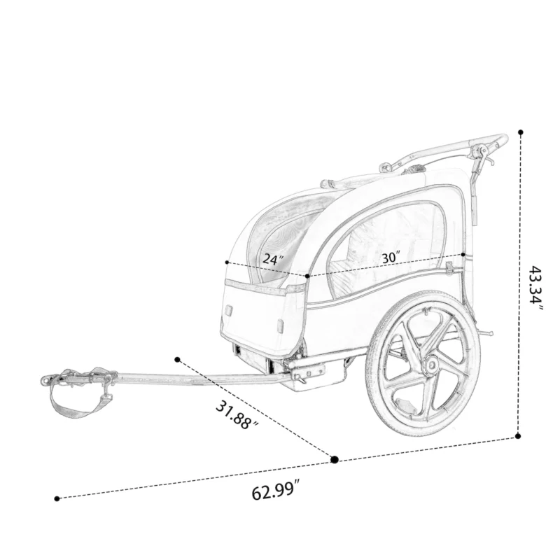 2-in-1 Double 2 Seat with 5-point safety harnesses Bicycle Bike Trailer Jogger Stroller for Kids Children Foldable Collapsible w/Pivot Front Wheel, Storage Bag - Image 20