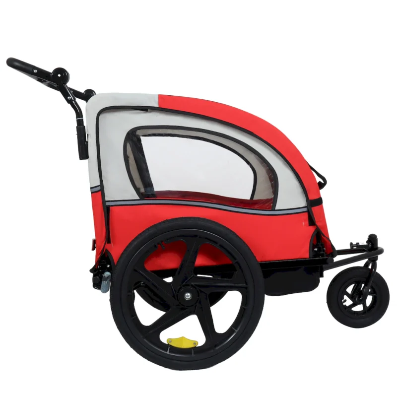 2-in-1 Double 2 Seat with 5-point safety harnesses Bicycle Bike Trailer Jogger Stroller for Kids Children Foldable Collapsible w/Pivot Front Wheel, Storage Bag - Image 7
