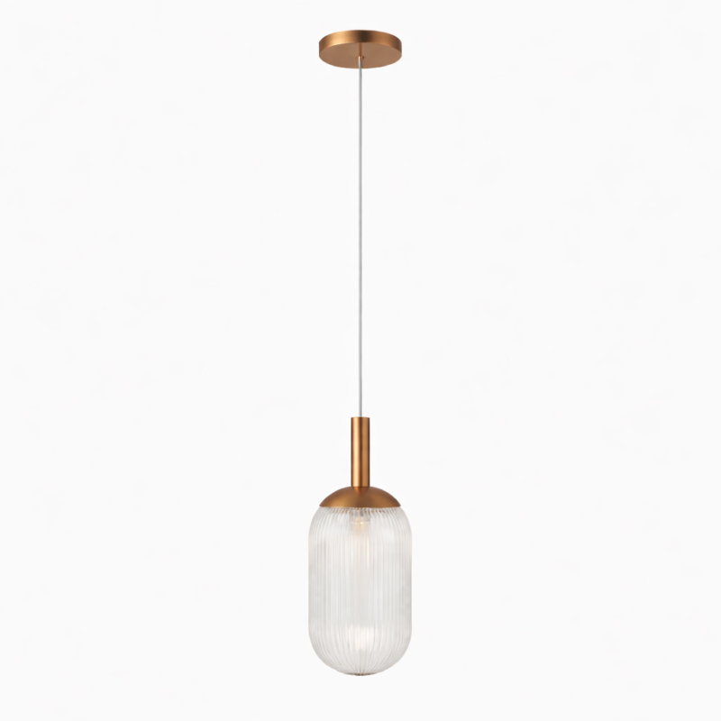 Modern Style Pendant Lamp - Bronze and Clear 110-120V Bedside Lamp Bedroom/Living Room Ceiling Light - Image 8