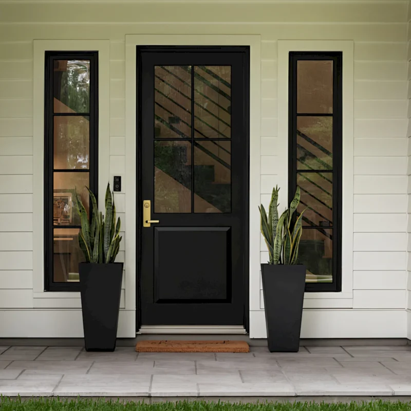 22"Tall Planter Set of 2, Outdoor＆Indoor Black Planter Pots, High Front Porch Planter Pots with Drainage Holes＆Water Level Monitor＆Inner Bucket, Automatic Watering, Black - Image 3