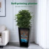 22"Tall Planter Set of 2, Outdoor＆Indoor Black Planter Pots, High Front Porch Planter Pots with Drainage Holes＆Water Level Monitor＆Inner Bucket, Automatic Watering, Black - Image 5