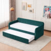 Twin Upholstered Daybed Frame with Trundle, Twin Size Sofa Bed for Bedroom Living Room Guest Room, Wood Slat Support - Image 6