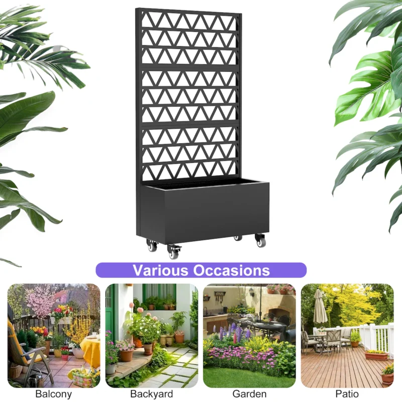 Metal Planter Box with Trellis Raised Garden Bed - 72.05"x35.83"x16.14", Trellis Privacy Screen for Climbing Plants, Vegetables, Vines(Assembly Required) - Image 7