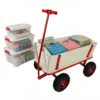 Wooden carriage + four-wheel design, Load-bearing capacity: 260LBS,Children's outdoor stroller, bringing joy to childhood outdoors - Image 12