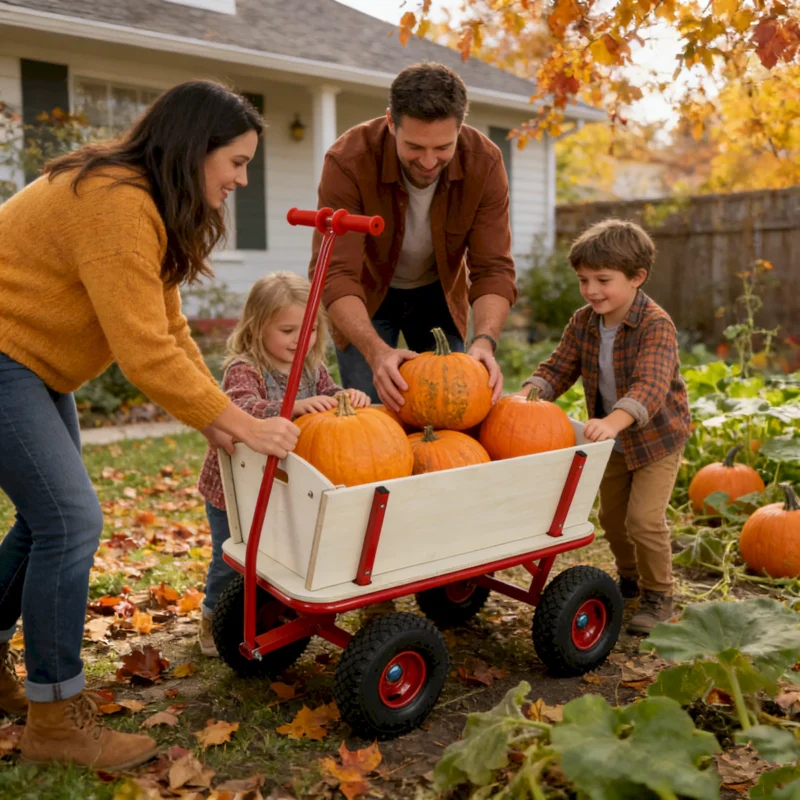 Wooden carriage + four-wheel design, Load-bearing capacity: 260LBS,Children's outdoor stroller, bringing joy to childhood outdoors - Image 13