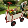 Wooden carriage + four-wheel design, Load-bearing capacity: 260LBS,Children's outdoor stroller, bringing joy to childhood outdoors - Image 9