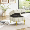 2 inches Anti-scratch Leather Storage Ottoman, Pet Friendly Entryway Bench with Golden Stainless Steel Legs - Image 15