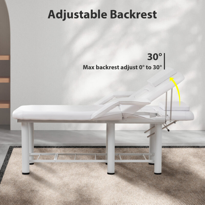 Professional Black Beauty Bed with Removable Headrest & Breast Cushions, Armrests and Storage Shelf for Massage, Facial, Tattoo & Spa - Image 4