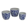 Garden Planter Set of 3, Classical Ceramic Blue White Floral Pattern - Image 2
