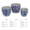 Garden Planter Set of 3, Classical Ceramic Blue White Floral Pattern - Image 6