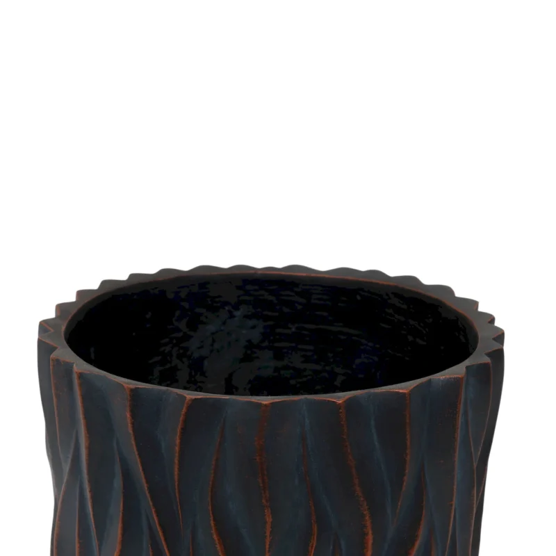 Large Round Planters Set of 2 (15.75"x14.96" & 12.2" x13.39'') - Lightweight Magnesium Oxide Plant Pot with Texture -Concrete Planter Pots with Drainage Hole – Indoor & Outdoor Use - Image 9