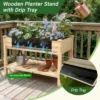 Raised Garden Bed 48x23x31.1-inch Elevated Wood Planter with Water Collection Tray, Storage Shelf, Protective Liner - Image 11