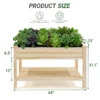 Raised Garden Bed 48x23x31.1-inch Elevated Wood Planter with Water Collection Tray, Storage Shelf, Protective Liner - Image 12