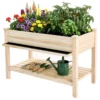 Raised Garden Bed 48x23x31.1-inch Elevated Wood Planter with Water Collection Tray, Storage Shelf, Protective Liner - Image 3