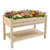 Raised Garden Bed 48x23x31.1-inch Elevated Wood Planter with Water Collection Tray, Storage Shelf, Protective Liner - Image 5