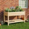 Raised Garden Bed 48x23x31.1-inch Elevated Wood Planter with Water Collection Tray, Storage Shelf, Protective Liner - Image 7
