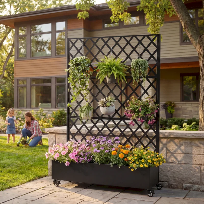 Metal Raised Garden Bed with Wheels and Trellis,73"x47"x16" Planter Box for Climbing Plants, Vegetables & Vines, Features Privacy Screen and Drainage Holes - Image 5